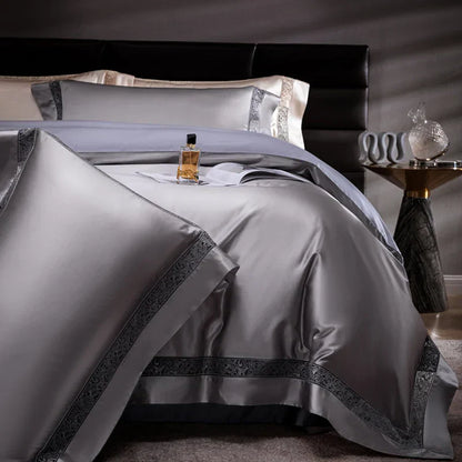 DecorBites™ Damask Lyocell Cotton Bedding Set with Soft Silky Finish