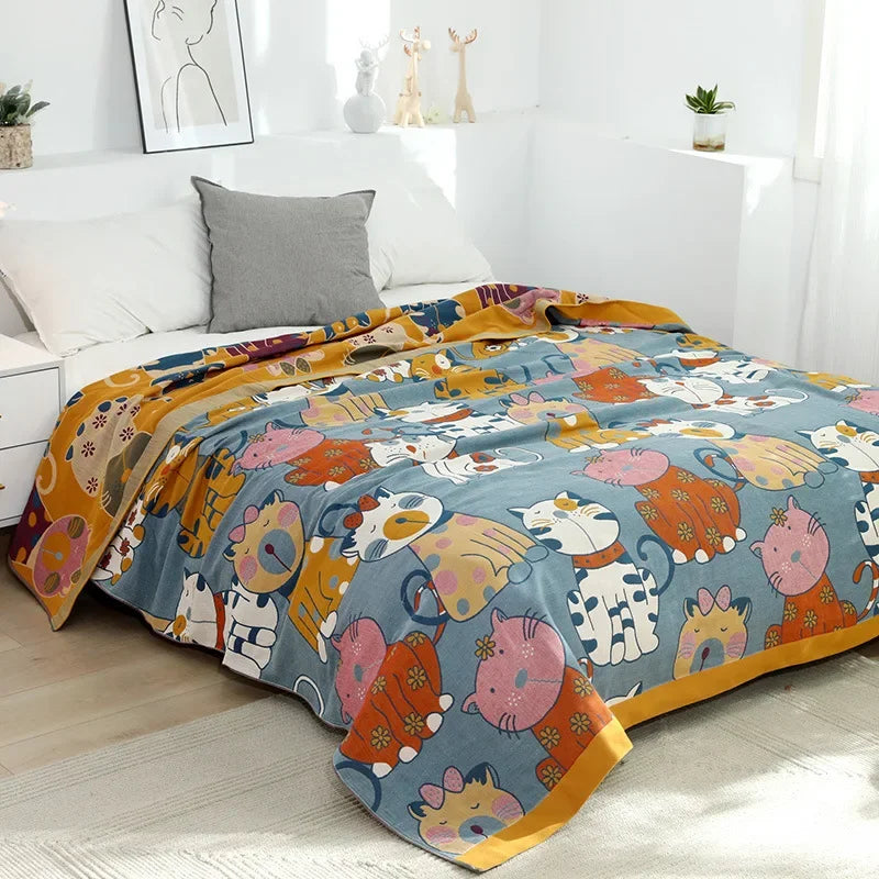 DecorBites™ Cartoon Throw Blanket - Soft Cotton Summer Quilt for Beds and Sofas