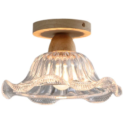 DecorBites™ Crystal Wood LED Ceiling Lamp Clear Glass Modern Indoor Lighting