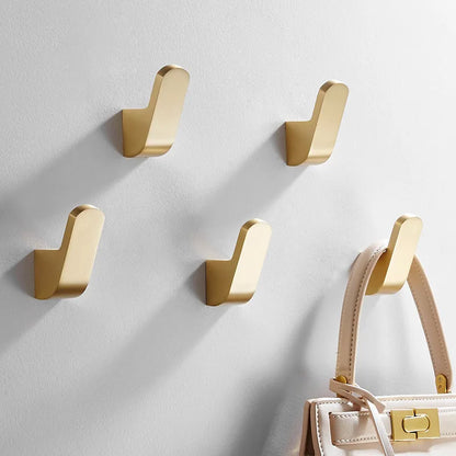 DecorBites™ Aluminum Towel & Robe Hook Set: Brushed Gold Kitchen Bathroom Hanger Holder