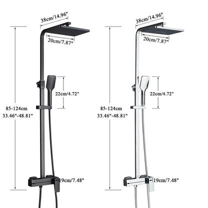 DecorBites™ Black Brass Shower Faucet with 8" Rainfall Shower Head and Tub Spout
