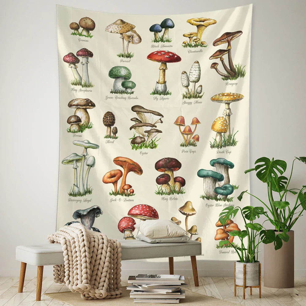 DecorBites™ Cactus & Mushroom Girl Tapestry - Hippie Boho Psychedelic Wall Art Decor