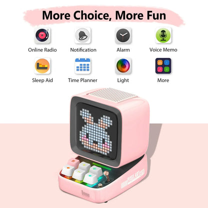 DecorBites™ Ditoo-Pro Retro Pixel Game Speaker Alarm Clock DIY LED Light