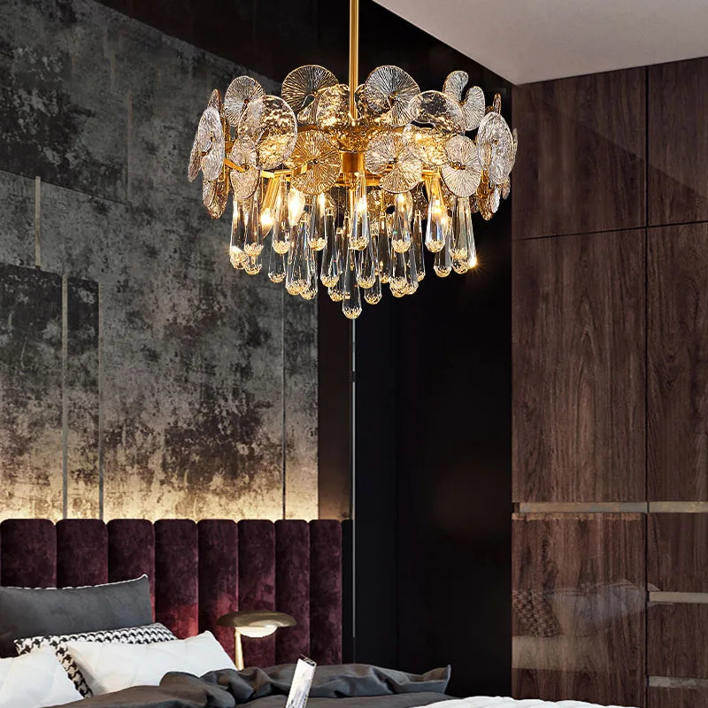 DecorBites™ Crystal Lotus Chandelier: Nordic Luxury for Home Decor, Restaurant, Hotel & Bedroom
