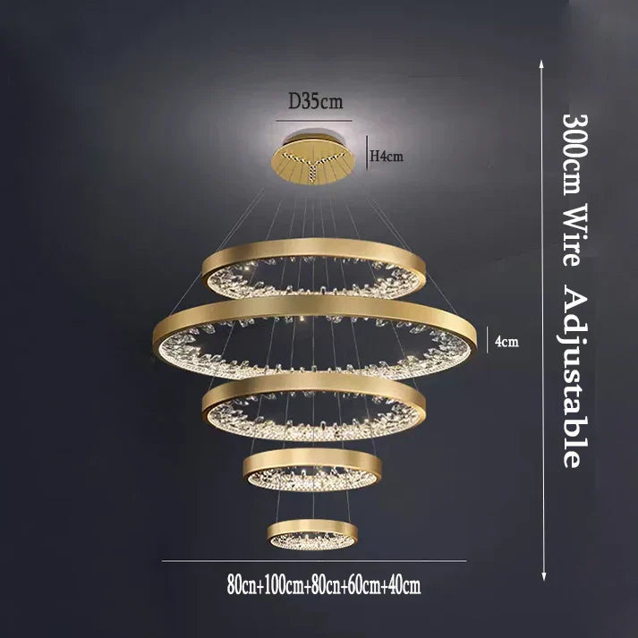 DecorBites™ Crystal LED Chandelier Circle Hanging Lamp - Modern Luxury Dimmable Lighting