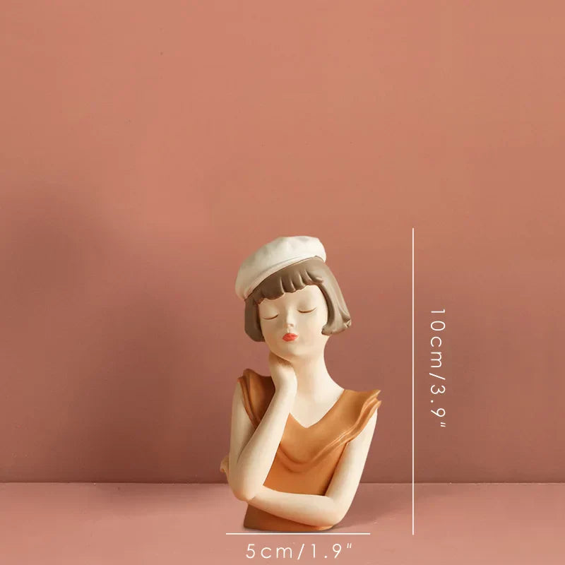 DecorBites™ Balloon Girl Bust Vase and Tray Set - Modern Resin Sculptures for Living Room Decor
