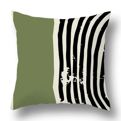 DecorBites™ Green Plants Geometric Print Pillow Cover - Home Sofa Cushion Cover