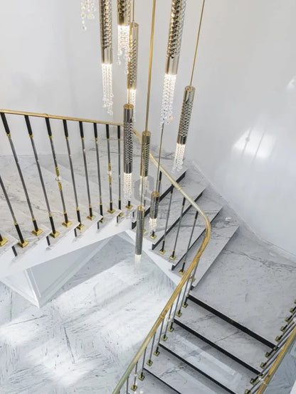 DecorBites™ Crystal LED Large Staircase Chandelier for Modern Living Room Hall Loft