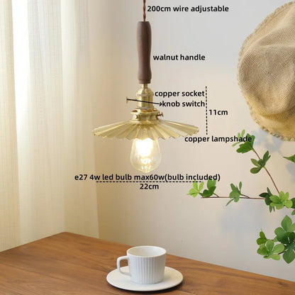 DecorBites™ Ceramic Walnut Copper LED Pendant Light Chandelier for Bedroom Living Room