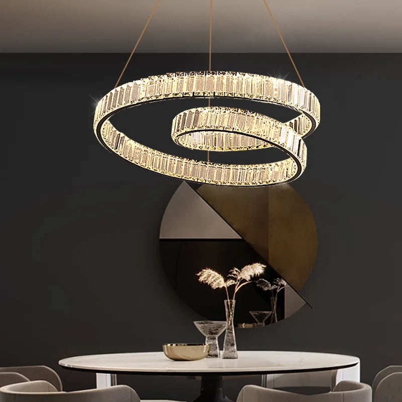 DecorBites™ Crystal Chandelier LED Light Fixture, Luxury Decor Hanging Lamp, Modern Home Lighting