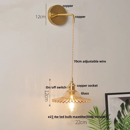 DecorBites™ Glass Wall Lamp with Pull Chain Switch and Adjustable LED Light