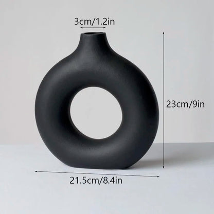 DecorBites™ Ceramic Donut Vase: Nordic Art Pampas Grass Home Decor Office Living Room