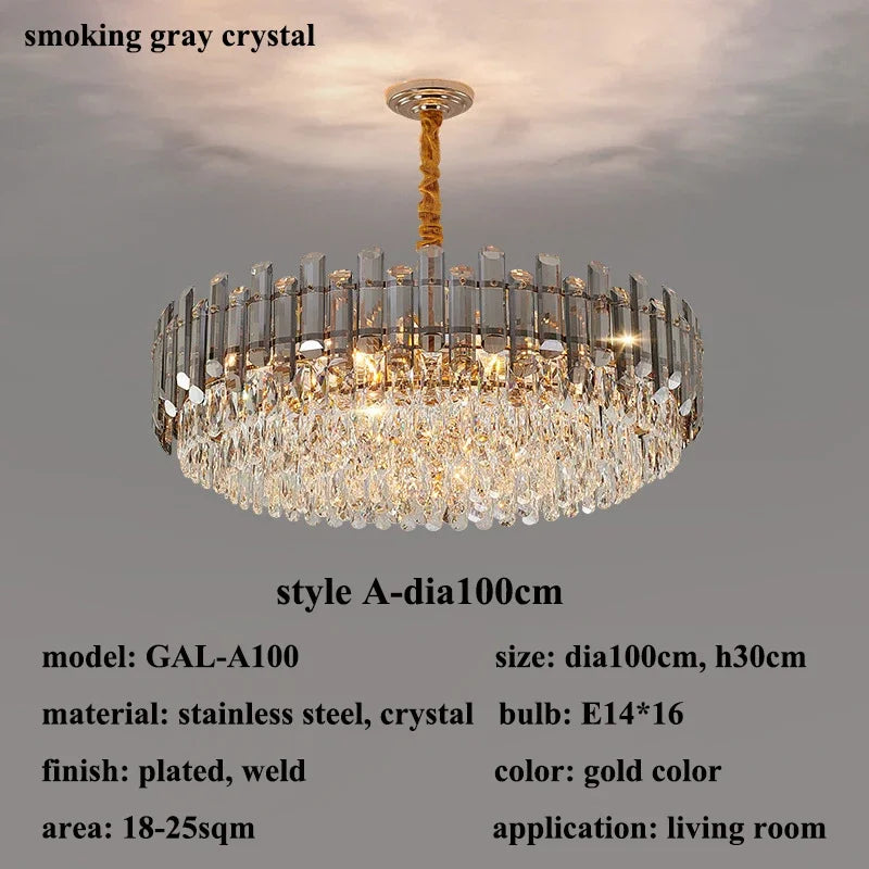 DecorBites™ Gold Crystal Chandelier for Living Room Luxury Lighting Fixture