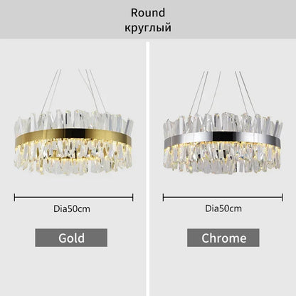 DecorBites™ Crystal LED Chrome Pendant Chandelier for Kitchen Dining Living Room