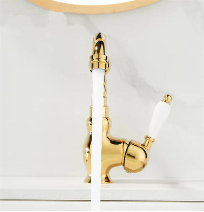 ™ Gold Basin Faucet Single Handle Bathroom Sink Tap Hot Cold Mixer Tap