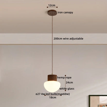 DecorBites™ Hemp Rope LED Pendant Light - Nordic Glass Hanging Lamp for Home Decor