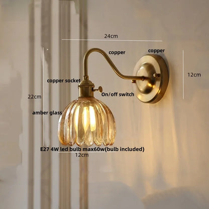 DecorBites™ Glass Copper LED Wall Sconce, Modern Kitchen Dining Room Bedside Lamp Wandlamp