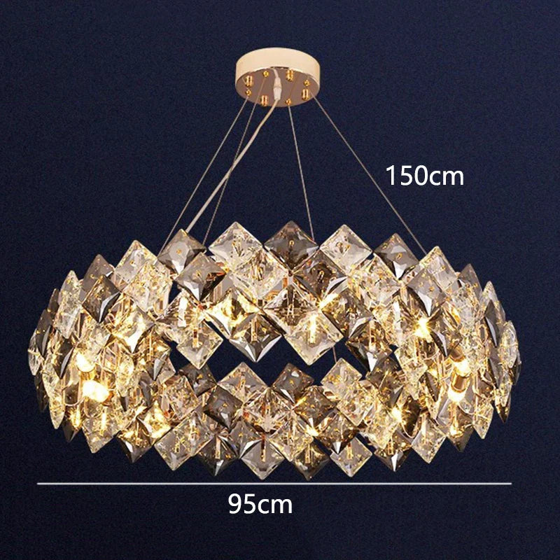 DecorBites™ Crystal Chandelier for Living & Dining Room, Luxury Ceiling Light Fixture