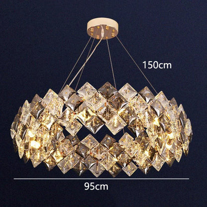 DecorBites™ Crystal Chandelier for Living & Dining Room, Luxury Ceiling Light Fixture
