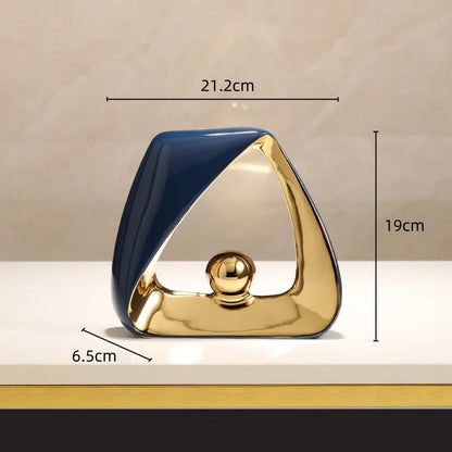 DecorBites™ Geometric Triangles Golden Ball Skeleton Sculpture: Abstract Home Decor Figurine