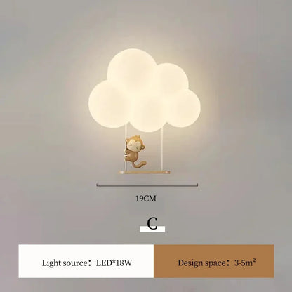 DecorBites™ Kids Room LED Animal Wall Lamps - Monkey Rabbit Cloud Design