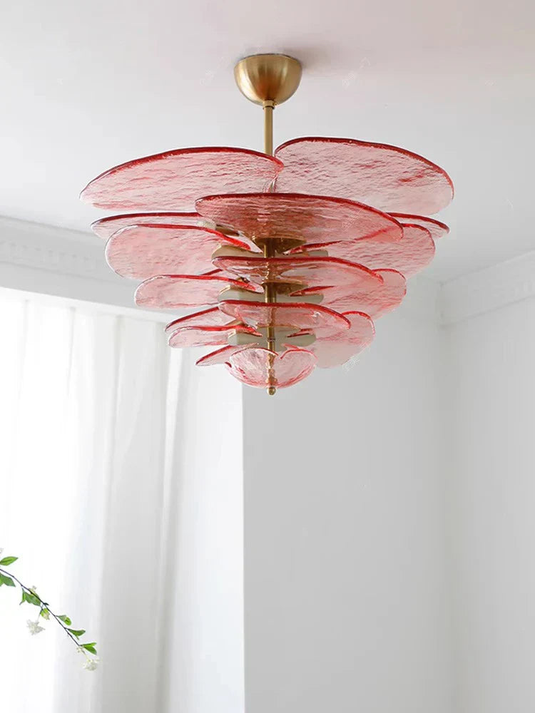 DecorBites™ Amber Glass Ceiling Chandelier for Elegant Living Room Decor.
