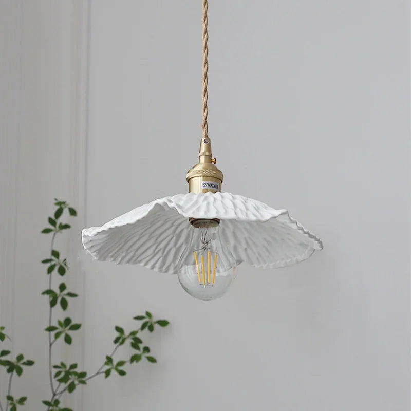 DecorBites™ LED Pendant Light Fixture Walnut Wood Ceramic Knob Switch Hanging Lamp