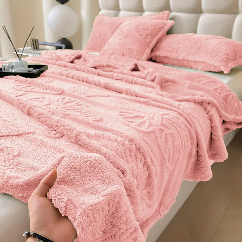 ™ Luxe Chiffon Butterfly Jacquard Throw: Soft & Cozy Blanket for Couch or Bed