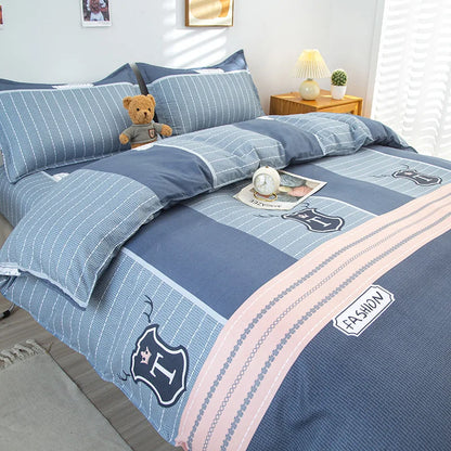 DecorBites™ Geometric Floral Bedding Set with Quilt Cover, Duvet Cover, Sheet, and Pillows