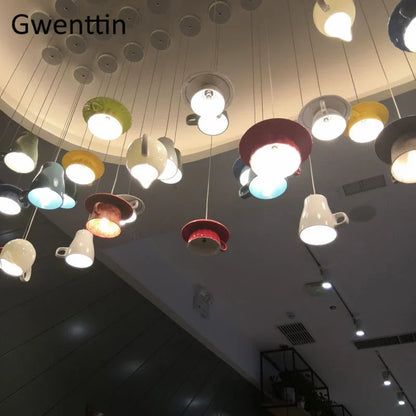 DecorBites™ Ceramic Cup Pendant Lights Ceiling Chandeliers Modern Hanging Lamp