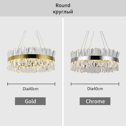 DecorBites™ Crystal LED Pendant Light Chrome/Gold Luxury Chandelier for Kitchen Living Room.