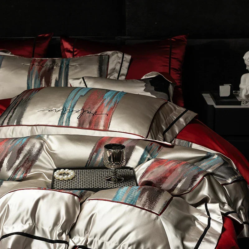 ™ Luxe Brocade Jacquard Bedding Set with Egyptian Cotton & Embroidery