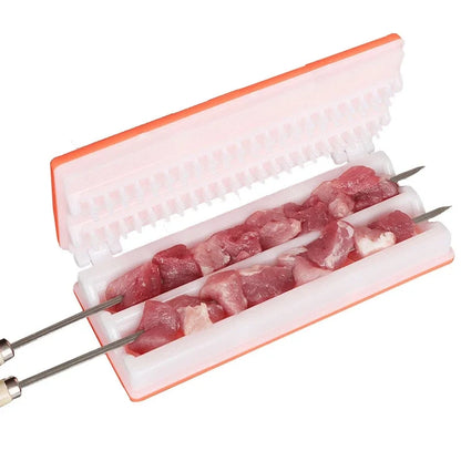 DecorBites™ BBQ Meat Skewer Maker Double Row Multifunctional Reusable Kebab Tool Kitchen Camping