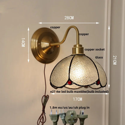 DecorBites™ Glass Brass Wall Sconce LED Light Fixture for Dining Living Room Bathroom Mirror