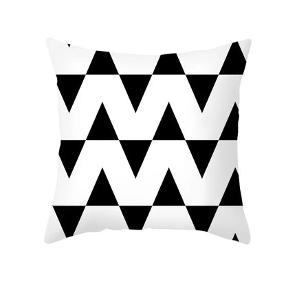 DecorBites™ Black Geometry Letters Print Cushion Cover for Home Decor & Office