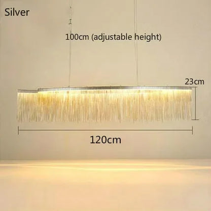 DecorBites™ Gold Chain Chandelier Pendant Light w/ Remote, Modern Tassel Design for Kitchen & Living Room