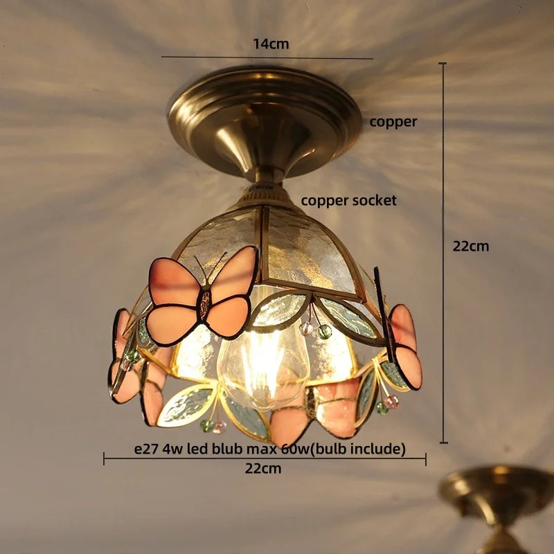 DecorBites™ Blue Flower Glass LED Ceiling Light | Nordic Modern Flush Mount Lamp