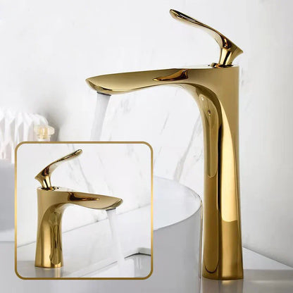 DecorBites™ Gold Basin Mixer Tap High Golden Waterfall Faucet for Washbasin and Toilet