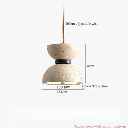 DecorBites™ LED Pendant Lamp Yellow Travertine Adjustable Wabi Sabi Light