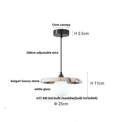 DecorBites™ Bulgari Stone LED Pendant Lamp - Natural Marble Hanging Light
