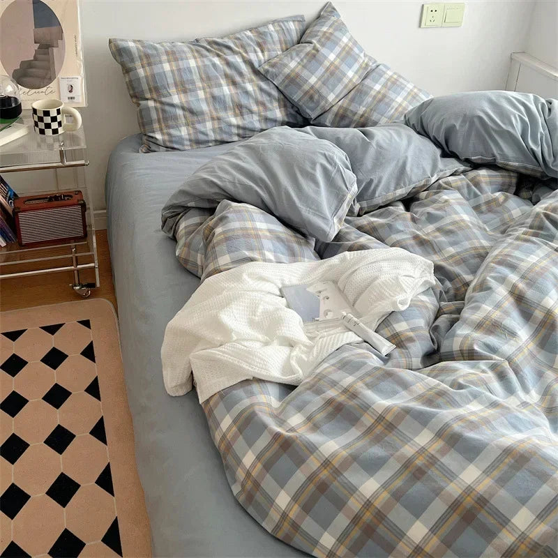 ™ Japanese Style Cotton Printed 4Pcs Bedding Set with Double-Sided Design