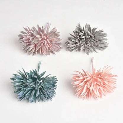 DecorBites™ 6pc 12cm Silk Mini Handmade Bouquet Wedding Home Decoration Fake Flowers