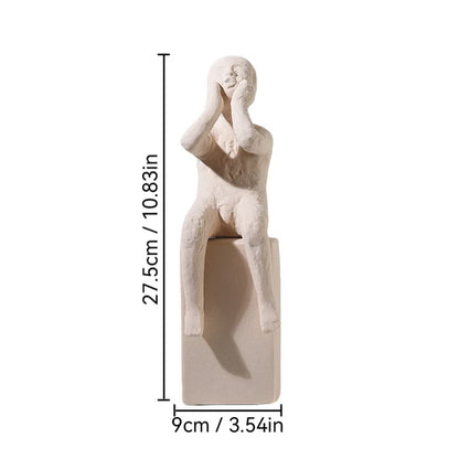 DecorBites™ Abstract Family Character Ceramic Sculpture Desk Decoration