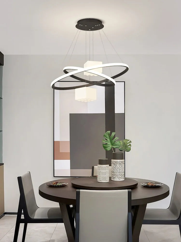 DecorBites™ LED Chandelier: Modern Living Room Kitchen Hanging Light, White Indoor Lighting Fixture
