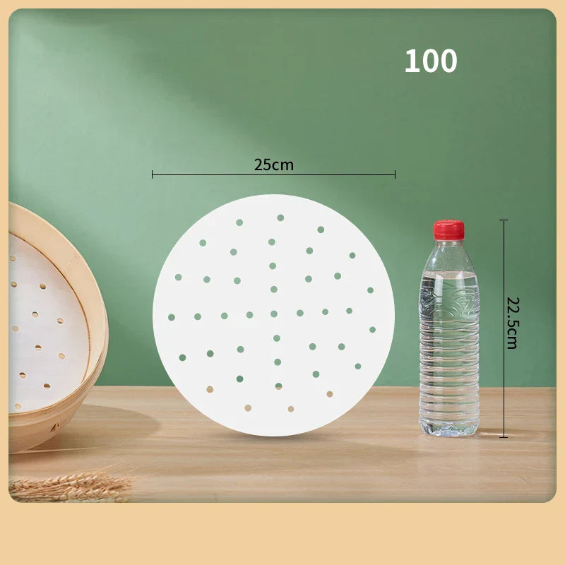 DecorBites™ Air Fryer Steamer Papers - 100PCS Non-Stick Oil-Absorbing Baking Utensils