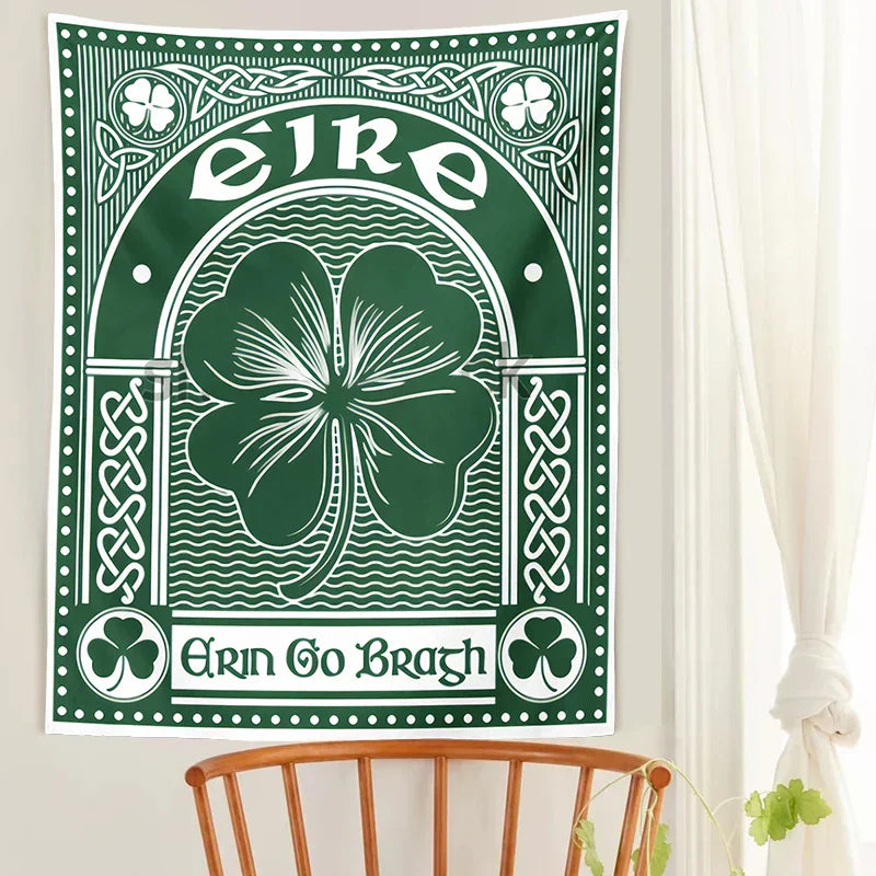 DecorBites™ Clover Psychedelic Gothic Wall Tapestry St. Patrick's Day Celtic Art