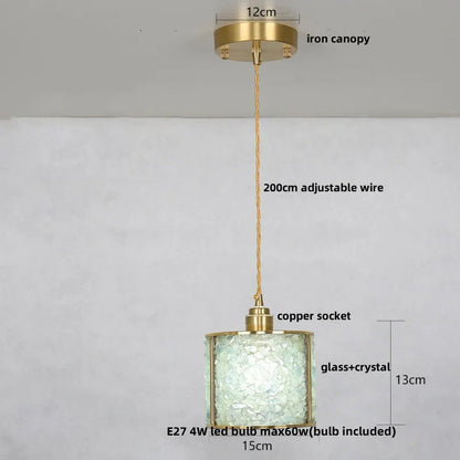 DecorBites™ Crystal Glass LED Pendant: Tiffany Style Hanging Light for Living Room