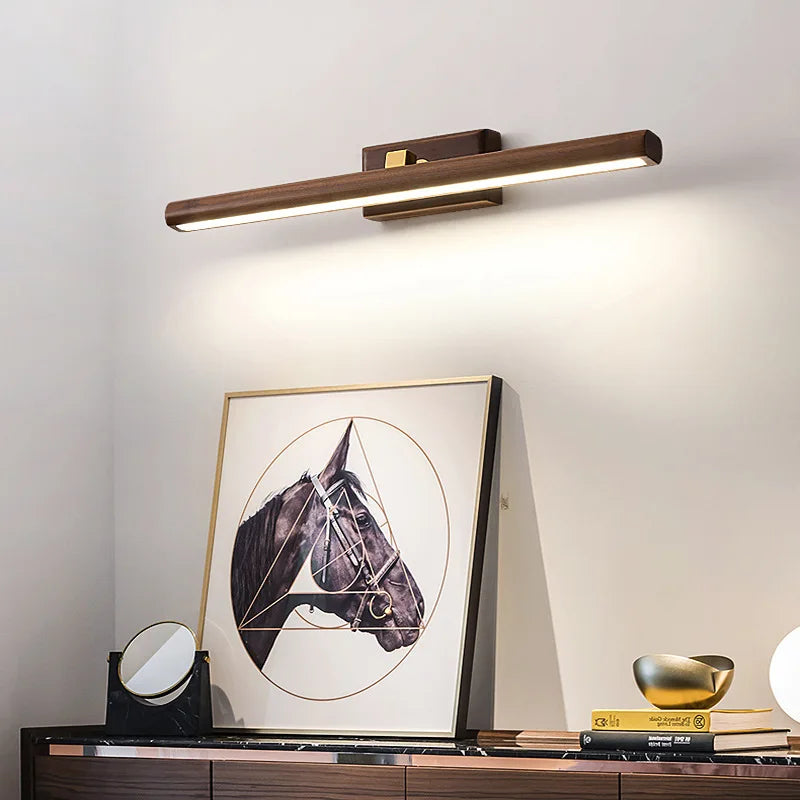 DecorBites™ Black Walnut Mirror Lamp Wall Light with Led, Scandinavian Design