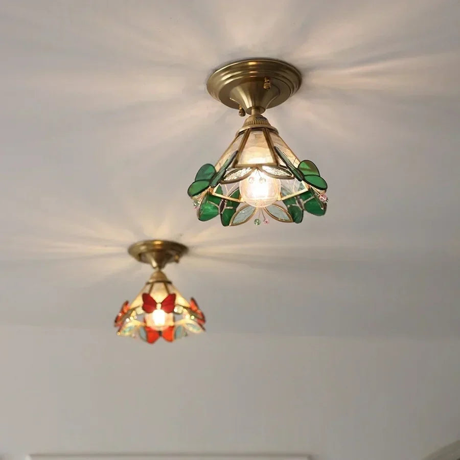 DecorBites™ Butterfly Glass LED Ceiling Light - Copper Socket, Creative Bedroom Decor