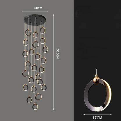 DecorBites™ Crystal Chandelier Stair Pendant, Modern Living Room Lighting, Interior Home Decoration